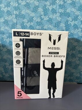 Messi Boys' Stretch Boxer Briefs – Gray & Black (5 Pack)
